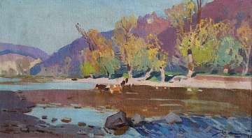 "Горный пейзаж с рекой", 1960-е