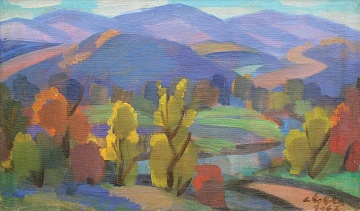 «Пейзаж с красными и желтыми деревьями», 1967