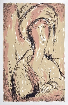 Литография с картины «Женский портрет» А. Модильяни, 1980-е