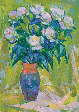 «Белые цветы на зеленом фоне», 1987