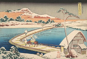 «Вид на Лодочный мост в Сано, в провинции Кодзукэ» из серии «Редкие виды знаменитых японских мостов», XIX в.