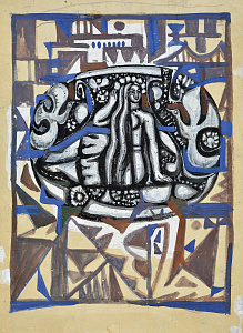  — Эскиз к монументальной работе «Девушка с птицами», 1970-е