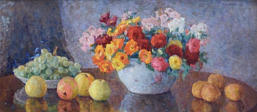 «Натюрморт с цветами и фруктами», 1940-е