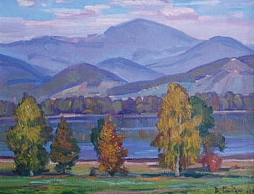 "Горный пейзаж с рекой", 1989