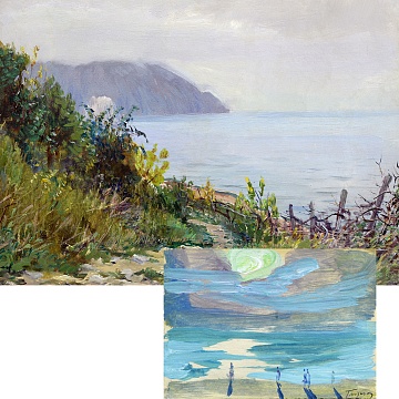 Парный лот «Гурзуф», 1950-е, «Закат на море», 1970-е