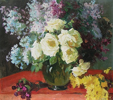 "Натюрморт с розами", 1951