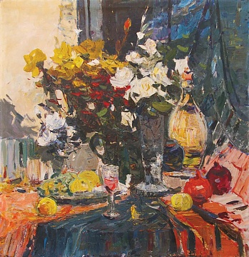 «Натюрморт с желтыми розами и гранатами», 1960-е