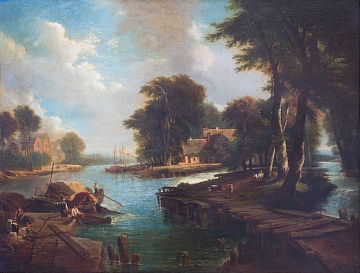 «Речной пейзаж с рыбаками», 1860