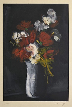 «Ваза с цветами на темном фоне», 1956-1958