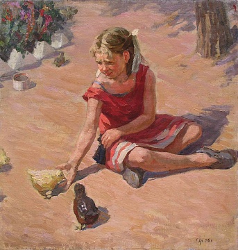 «Девушка с цыплятами», 1956