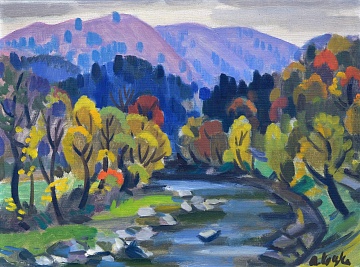 «Осенний пейзаж с горной рекой», 1980-е