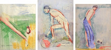 Сет из трех работ из серии «Посвящение Матиссу»: «Мальчик с мячом», «Кувшин», «Мальчик в синем», 1980-е
