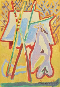  — «Заснеженная крыша и стога», 1970
